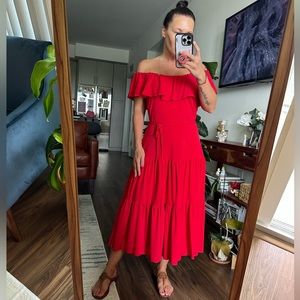 Westport off the shoulder, red knit dress, size 2